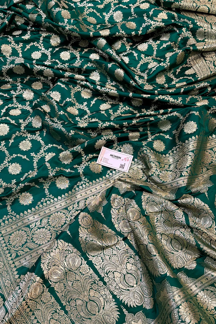 Teal Murmuri Jaal Katan Silk Banarasi Saree