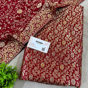Maroon Stone Work Kimkhab Silk Banarasi Gharara