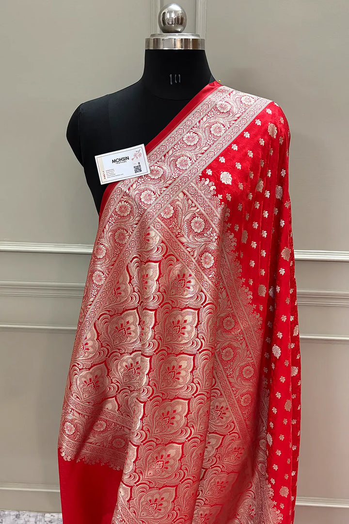 Red Chunni Munni Katan Silk Banarasi Saree