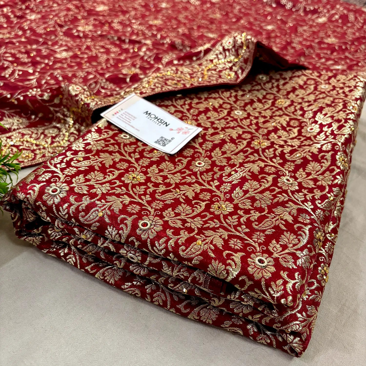 Maroon Stone Work Kimkhab Silk Banarasi Gharara