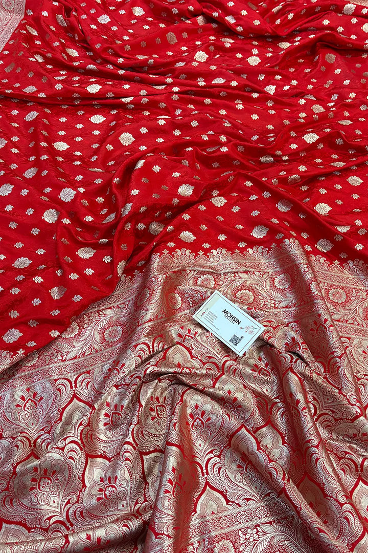 Red Chunni Munni Katan Silk Banarasi Saree