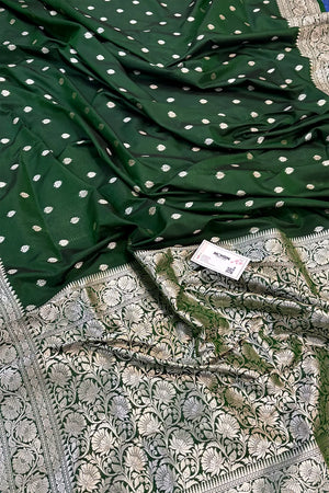 Green Rudraksha Buti Katan Silk Banarasi Saree