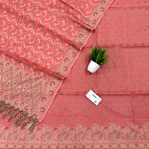Peach Kacchi Carry Saleeb Cotton Silk Banarasi Suit