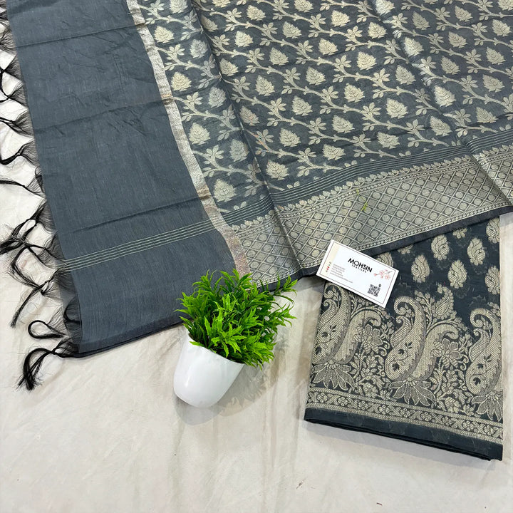 Grey Holika Banarasi Silk Suit