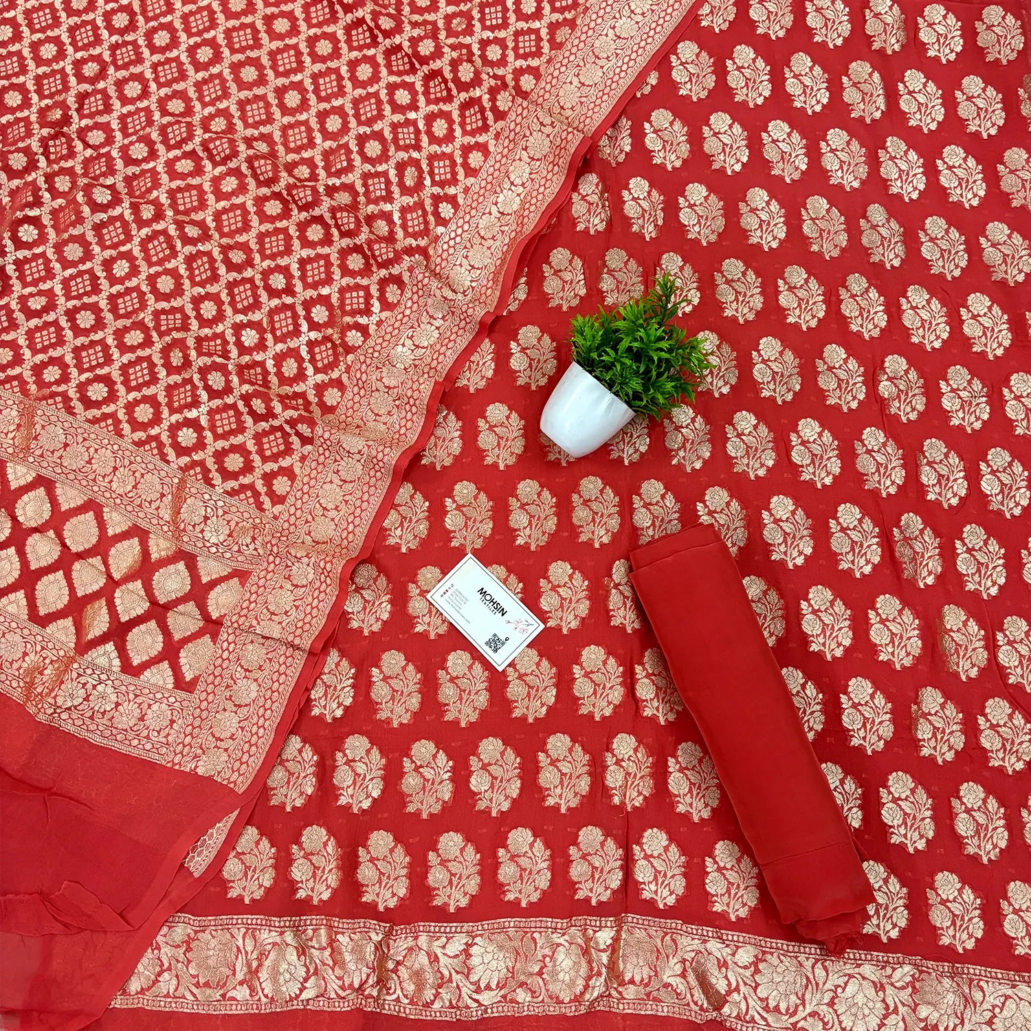 Orange Guldasta Pure Georgette Silk Banarasi Suit