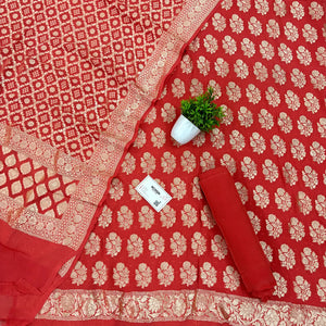 Orange Guldasta Pure Georgette Silk Banarasi Suit