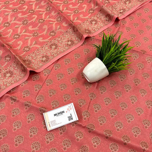 Peach Kacchi Carry Saleeb Cotton Silk Banarasi Suit