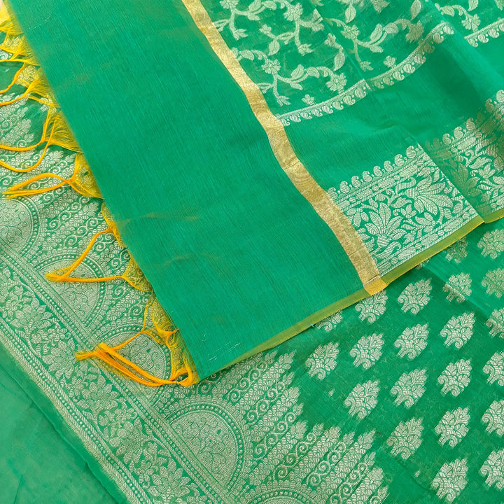 Green Frozen Tree Banarasi Silk Suit