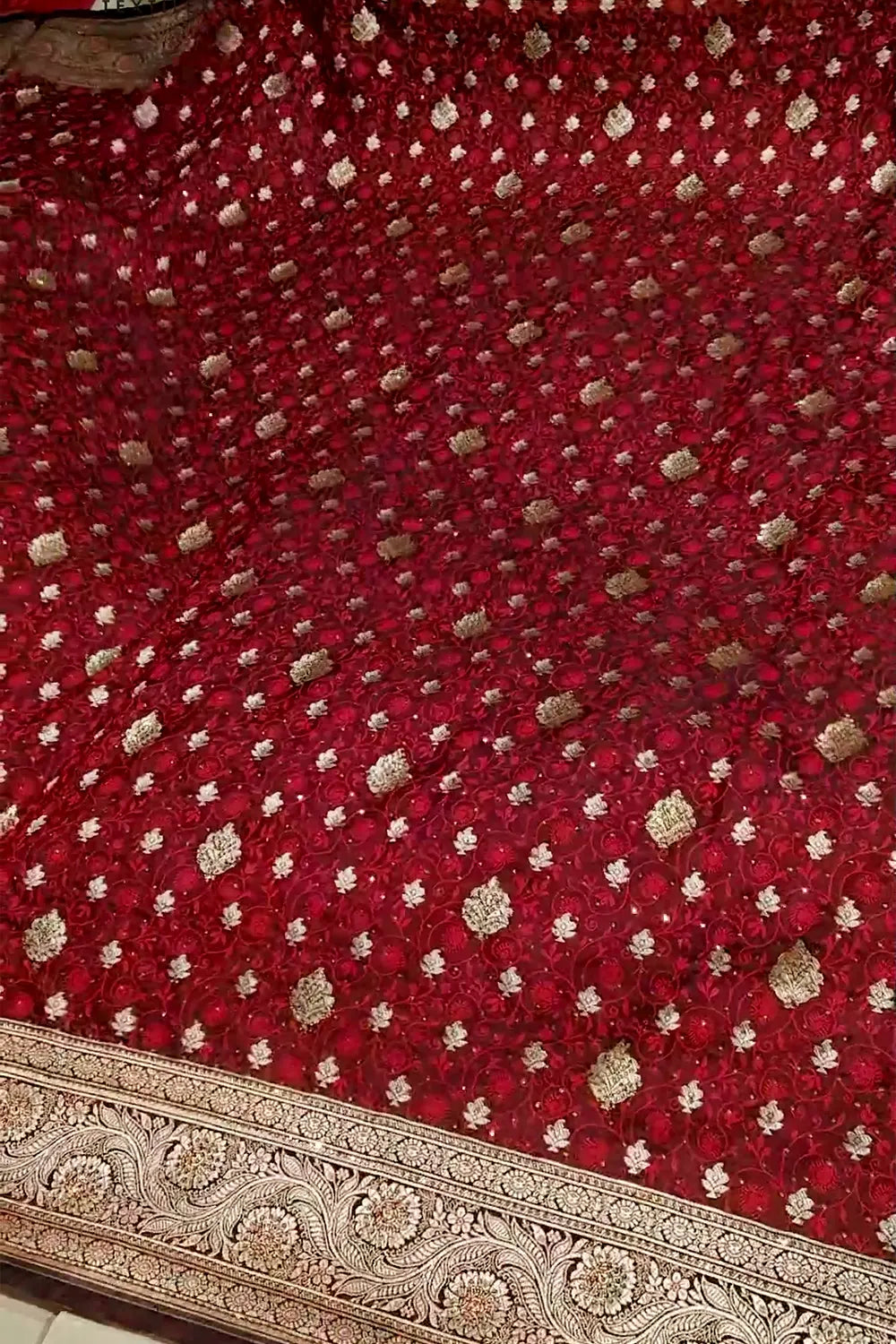 Wine Maroon Chunni Munni Stone Katan Banarasi Saree