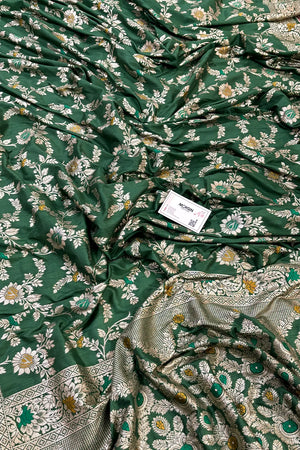 Green Resham Zari Silky Banarasi Saree