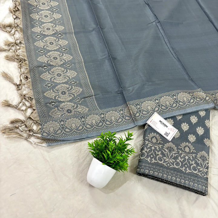 Grey Avatar Cotton Silk Banarasi Suit