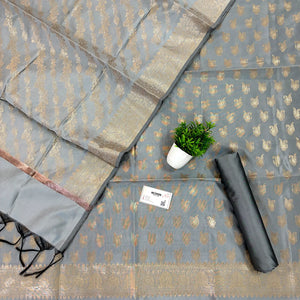 Grey Chirag Buti Satin Silk Banarasi Suit