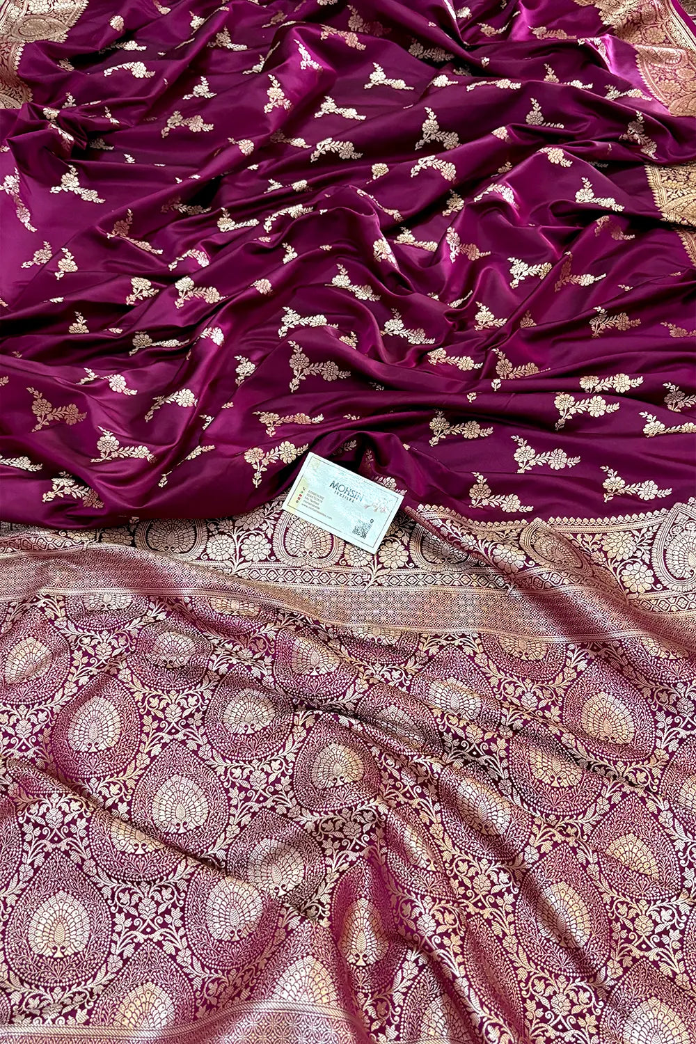 Magenta Golden Zari Katan Silk Banarasi Saree