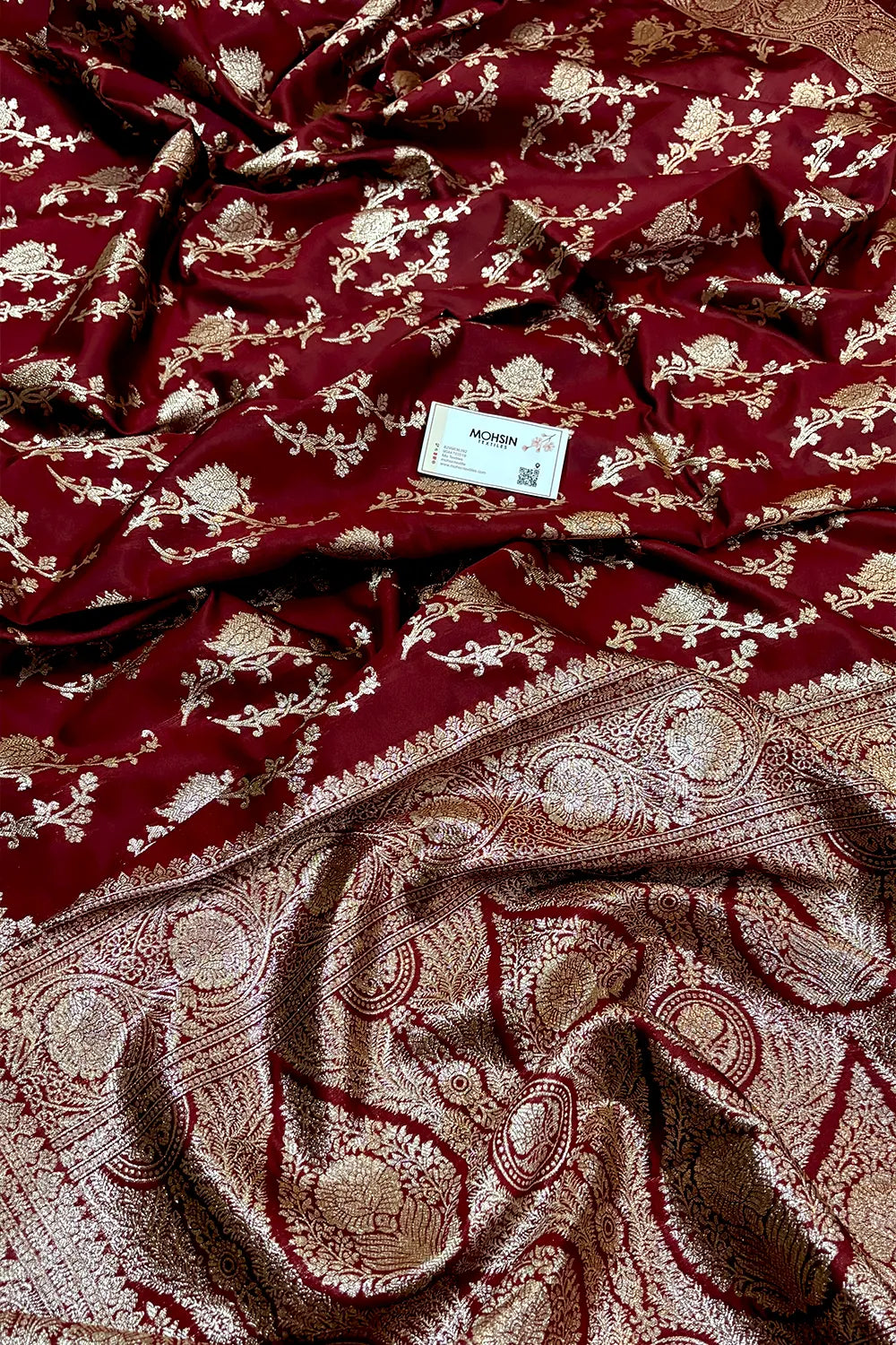 Maroon Zari Banarasi Silk Saree