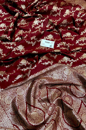 Maroon Zari Banarasi Silk Saree