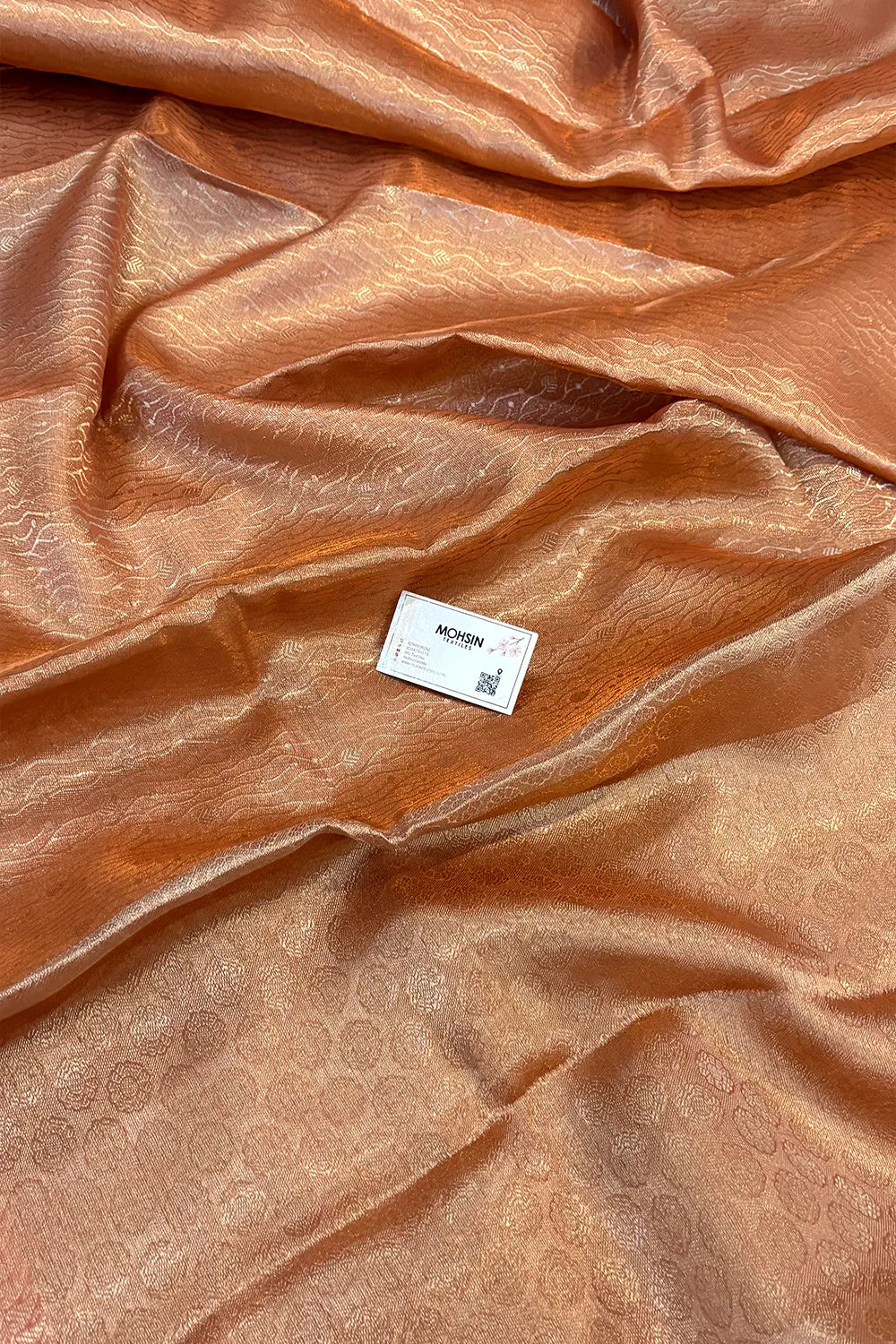Peach Golden Zari Tissue Silk Banarasi Saree