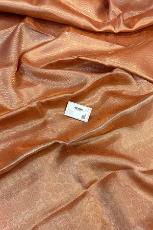 Peach Golden Zari Tissue Silk Banarasi Saree