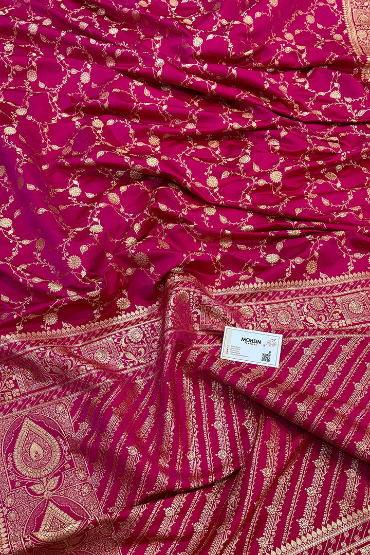 Pink Albeli Jaal Katan Silk Banarasi Saree