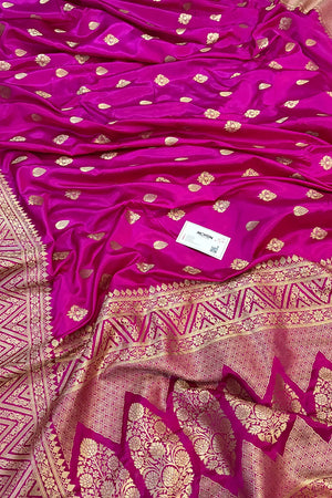 Pink Chagan Patti Katan Silk Banarasi Saree
