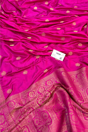 Pink Golden Zari Katan Silk Banarasi Saree