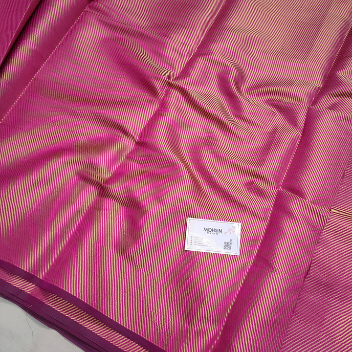 Pink Laher Satin Silk Banarasi Fabric