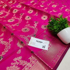 Pink Meenakari Satin Silk Banarasi Dupatta