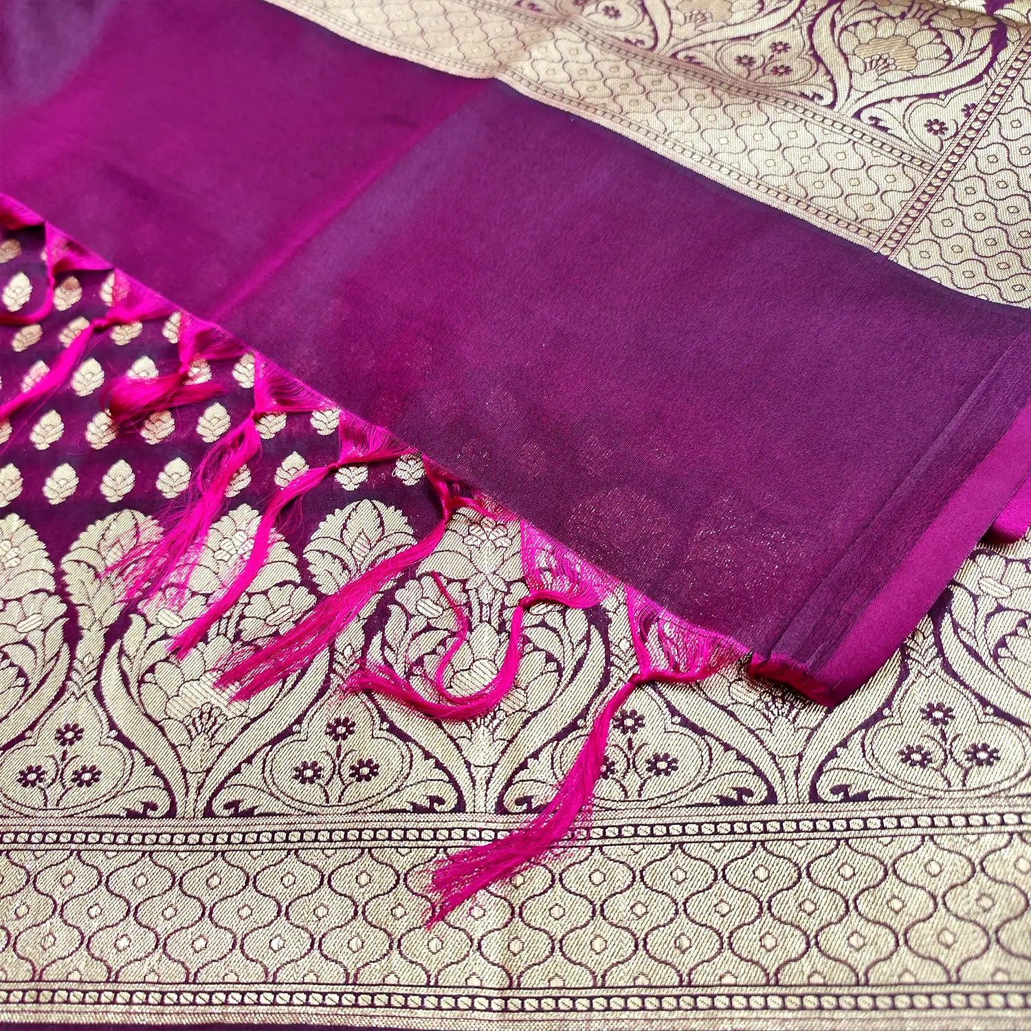 Purple Kalli Buti Katan Silk Banarasi Suit