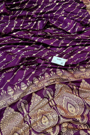 Purple Sunehri Lehar Katan Silk Banarasi Saree
