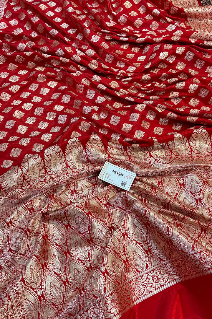 Red Naagmani Buti Katan Silk Banarasi Saree