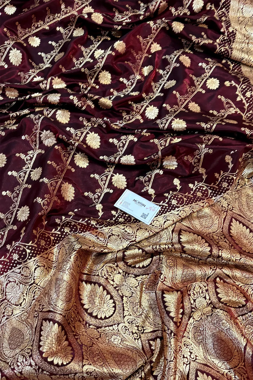Wine Bhawar Jaal Katan Silk Banarasi Saree
