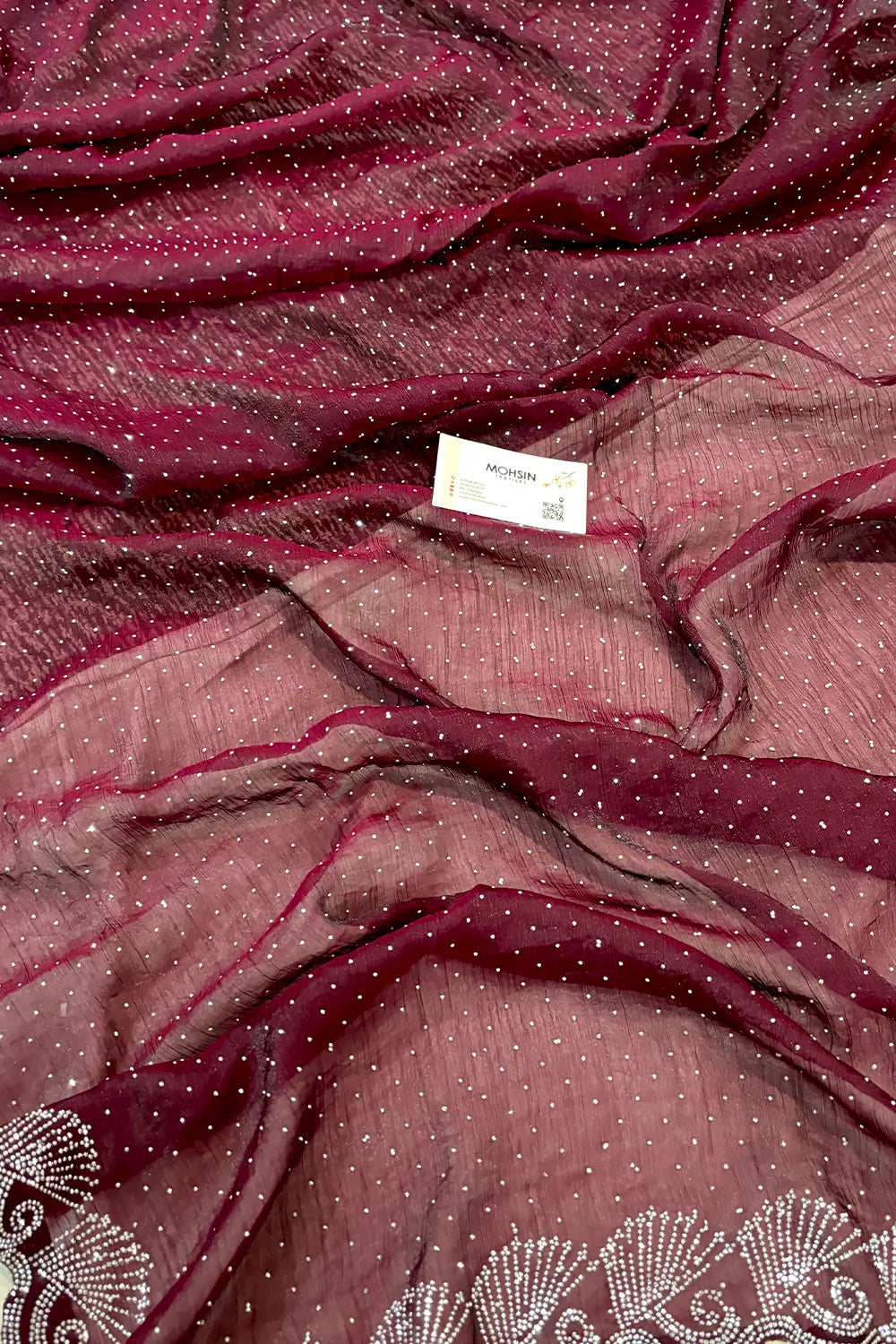 Wine Siroski Stone Jimmy Choo Saree