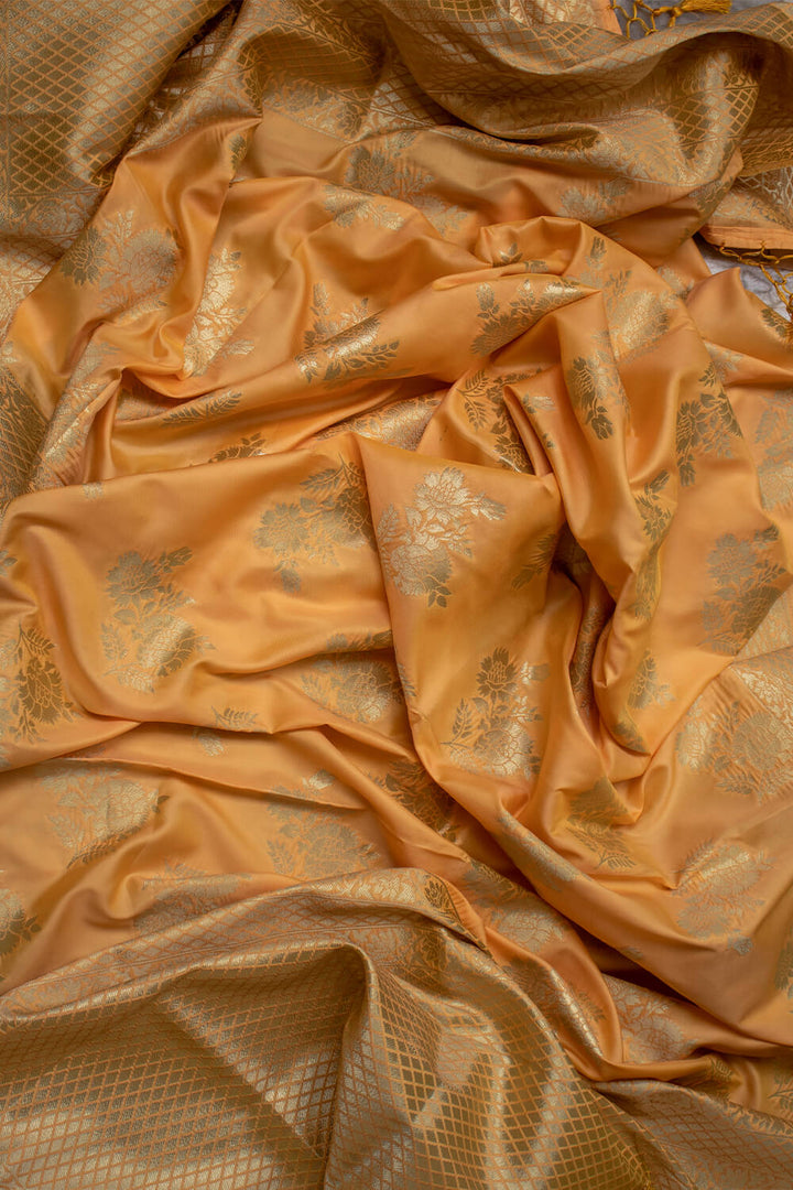 Yellow Golden Zari Katan Silk Banarasi Dupatta