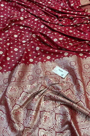 Dark Maroon Chunni Munni Katan Silk Banarasi Saree
