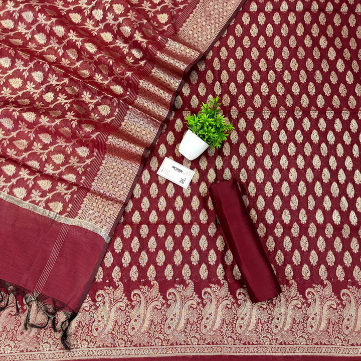 Maroon Holika Banarasi Silk Suit