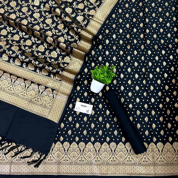 Black Kalli Patta Katan Silk Banarasi Suit