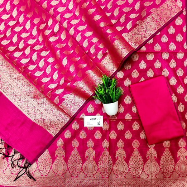 Pink Kalgha Buti Banarasi Silk Suit