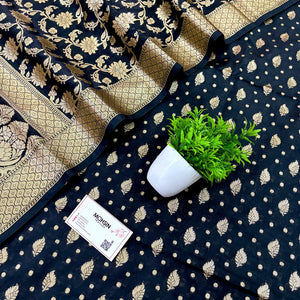 Black Kalli Patta Katan Silk Banarasi Suit