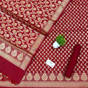 Maroon Guldaan Fool Katan Silk Banarasi Suit