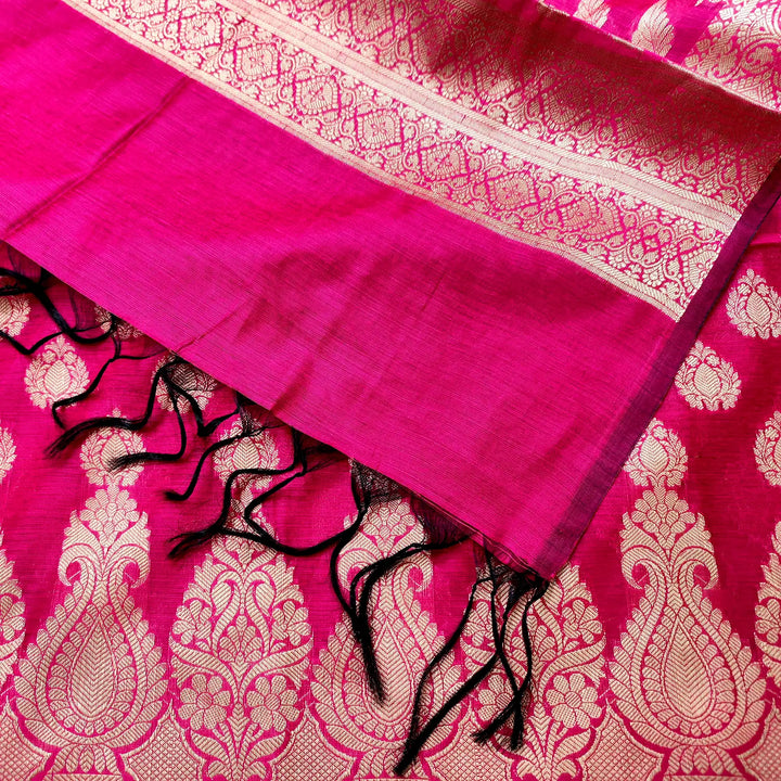 Pink Kalgha Buti Banarasi Silk Suit