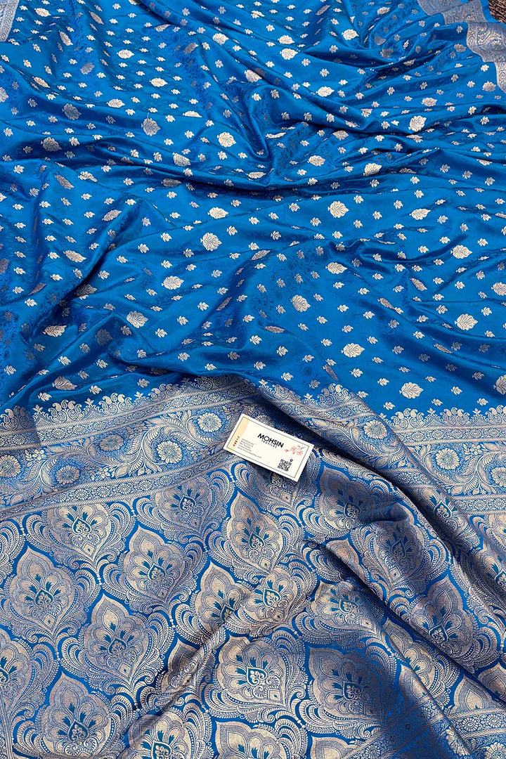 Firozi Chunni Munni Katan Silk Banarasi Saree