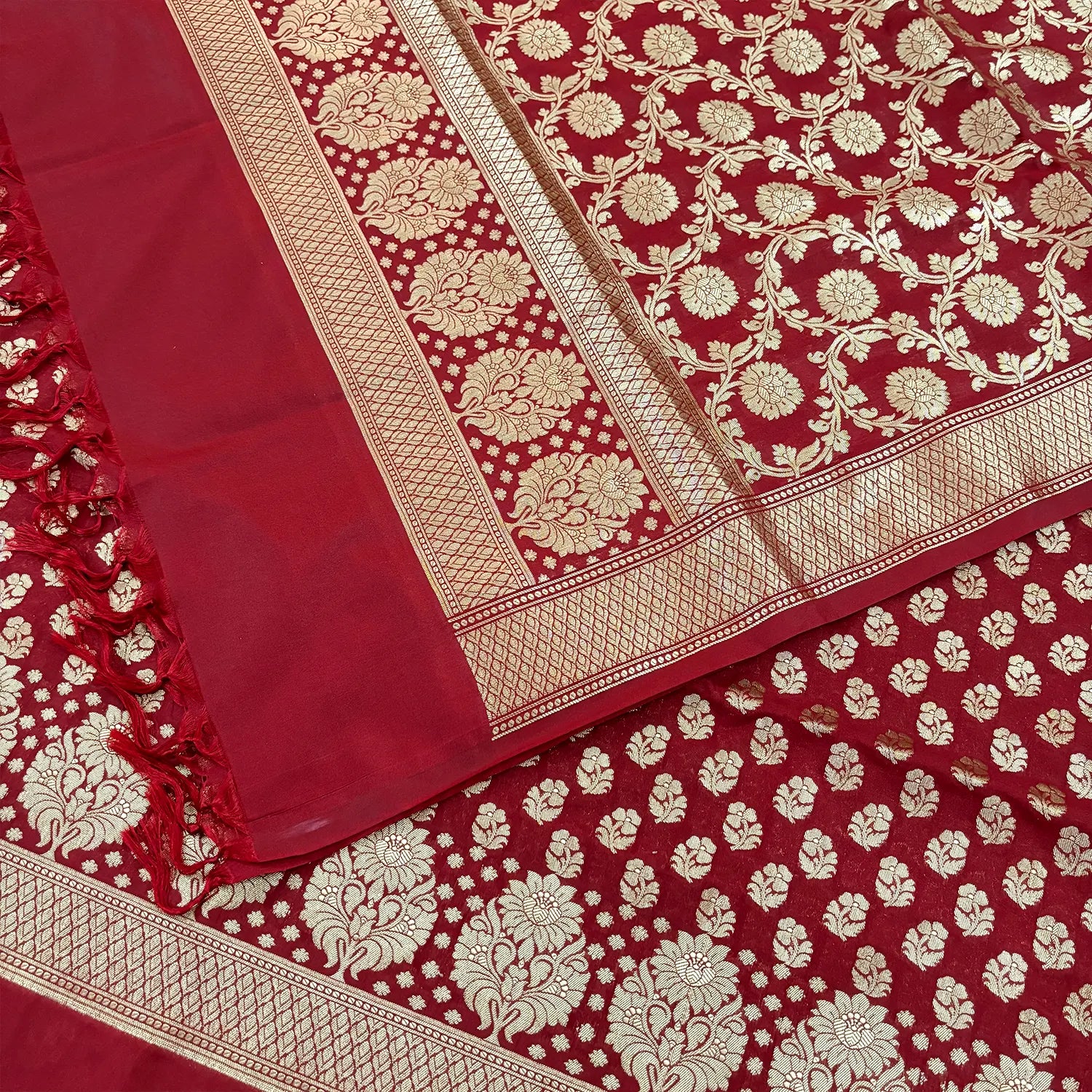 Maroon Guldaan Fool Katan Silk Banarasi Suit