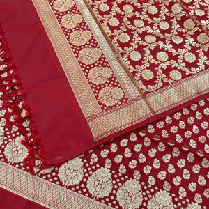 Maroon Guldaan Fool Katan Silk Banarasi Suit