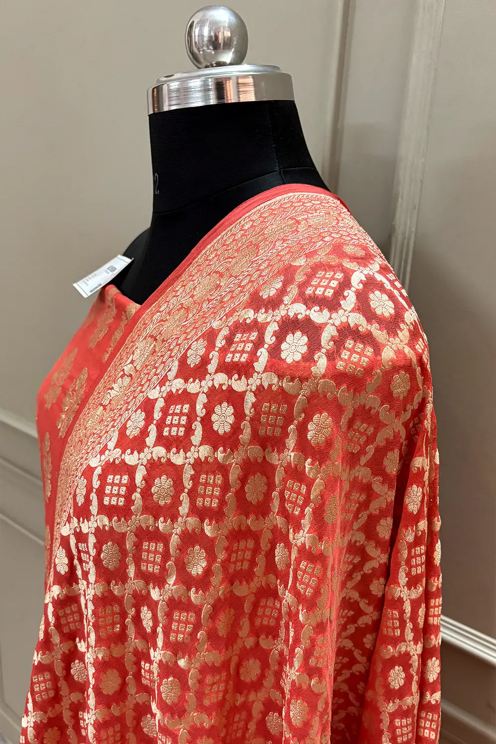 Orange Guldasta Pure Georgette Silk Banarasi Suit