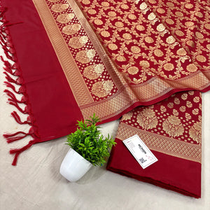 Maroon Guldaan Fool Katan Silk Banarasi Suit