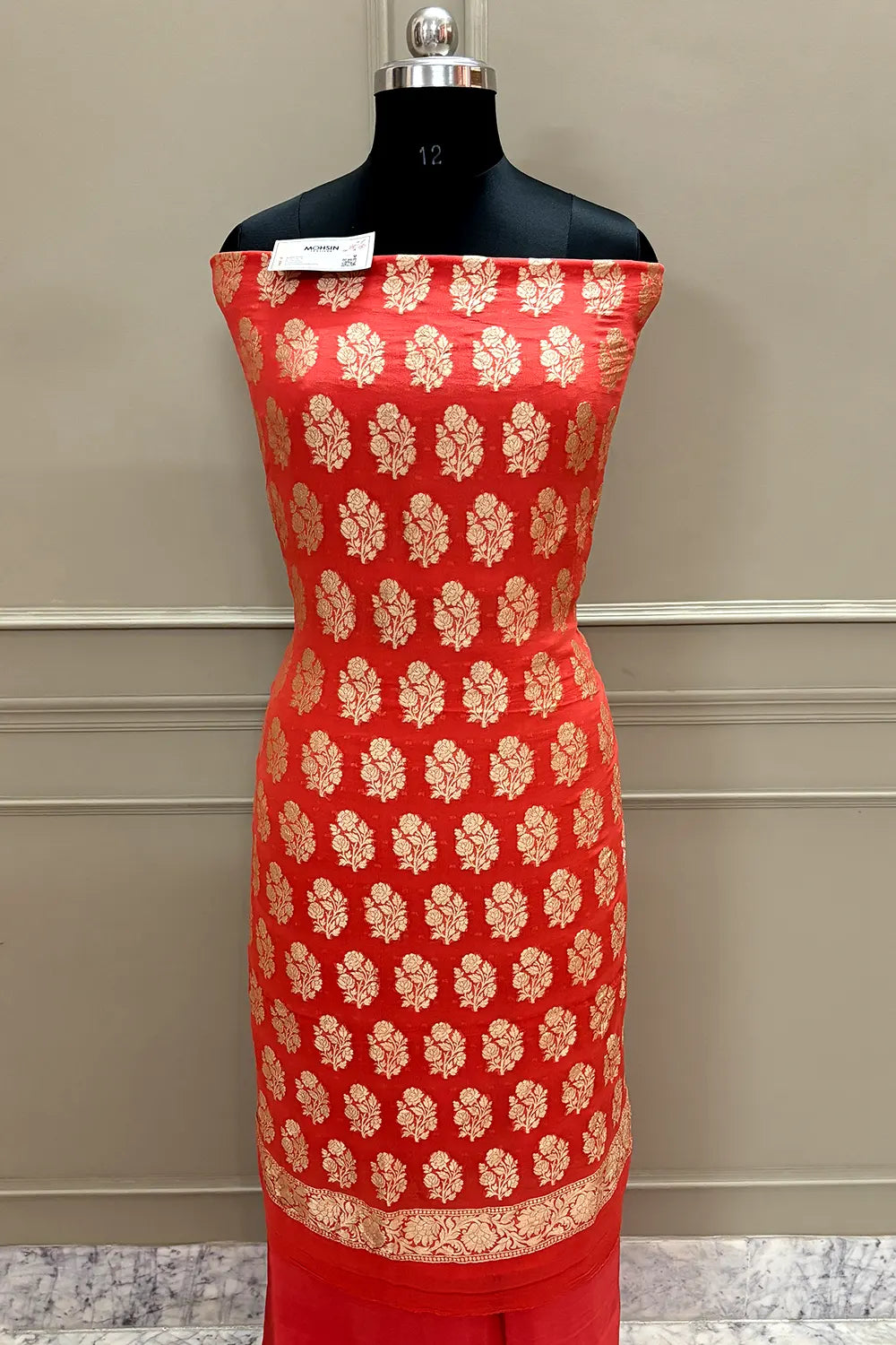 Orange Guldasta Pure Georgette Silk Banarasi Suit