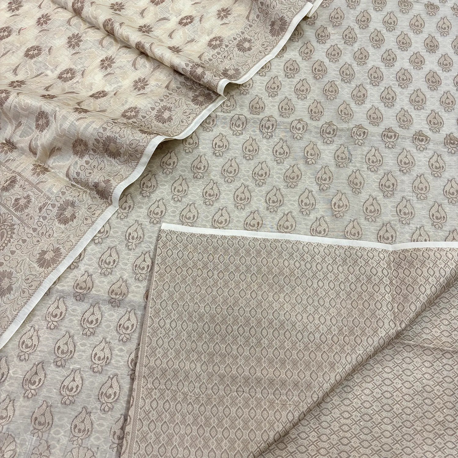 Beige Hukum Fire Cotton Silk Banarasi Suit