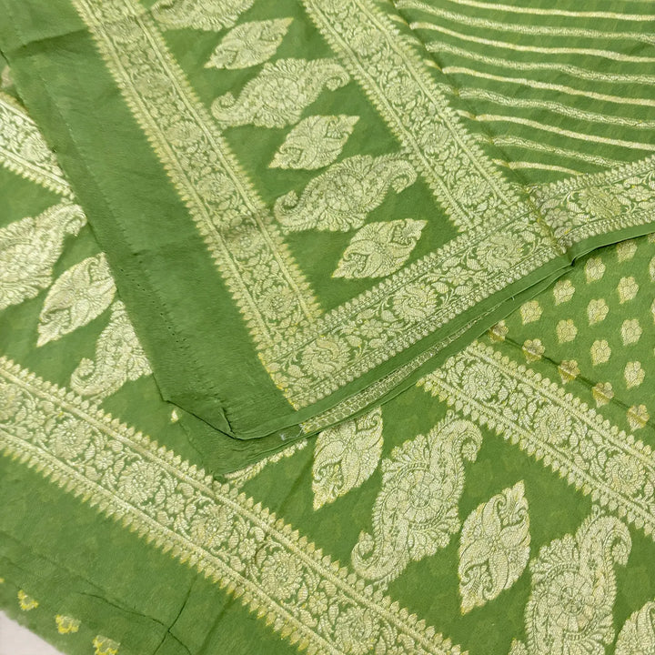 Mehendi Jaguar Kalli Georgette Silk Banarasi Suit