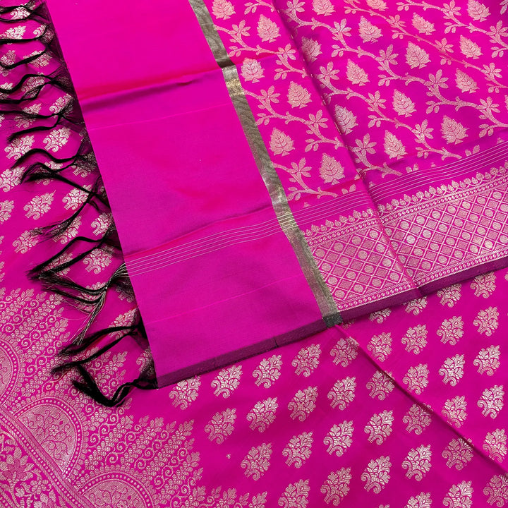 Pink Frozen Tree Satin Silk Banarasi Suit