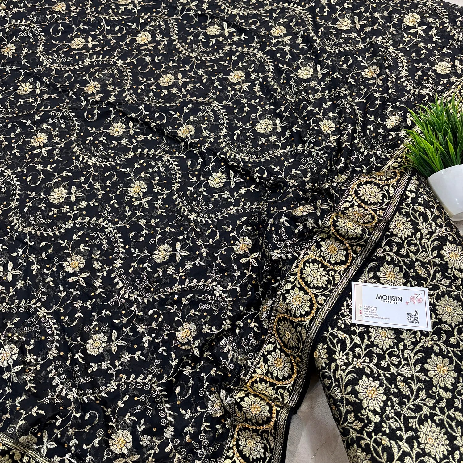 Black Stone Work Kimkhab Silk Banarasi Gharara