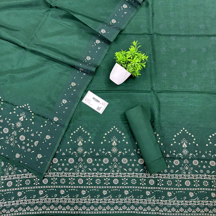 Bottle Green Jhilmila Taj Dola Silk Banarasi Suit